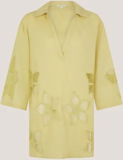 Pure Cotton Embroidered Beach Cover Up Shirt