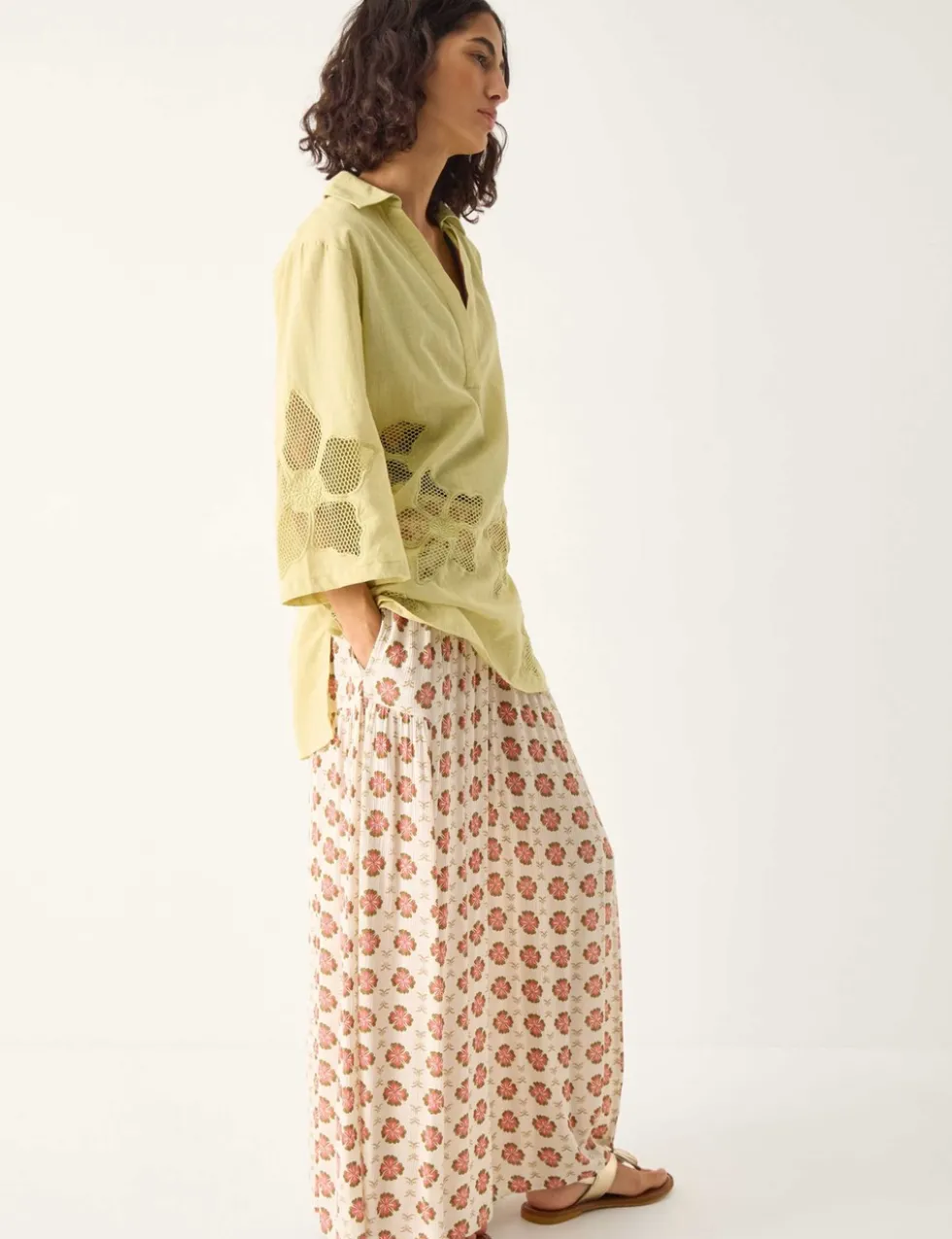 Pure Cotton Embroidered Beach Cover Up Shirt