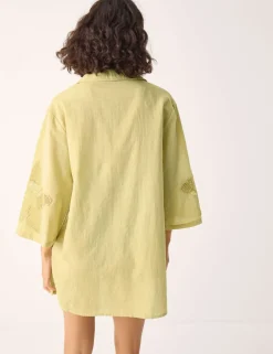 Pure Cotton Embroidered Beach Cover Up Shirt