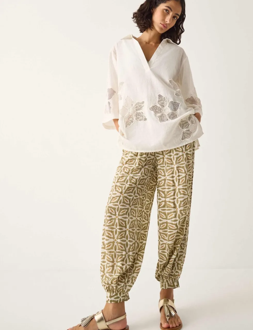 Pure Cotton Embroidered Beach Cover Up Shirt