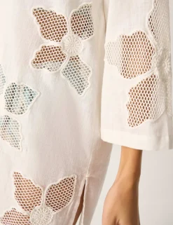 Pure Cotton Embroidered Beach Cover Up Shirt