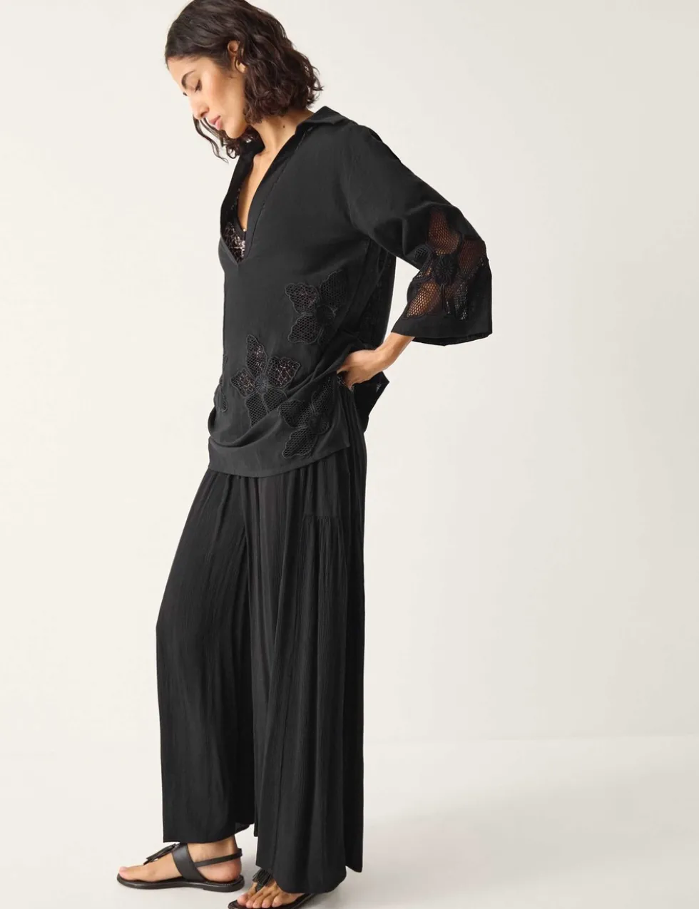 Pure Cotton Embroidered Beach Cover Up Shirt