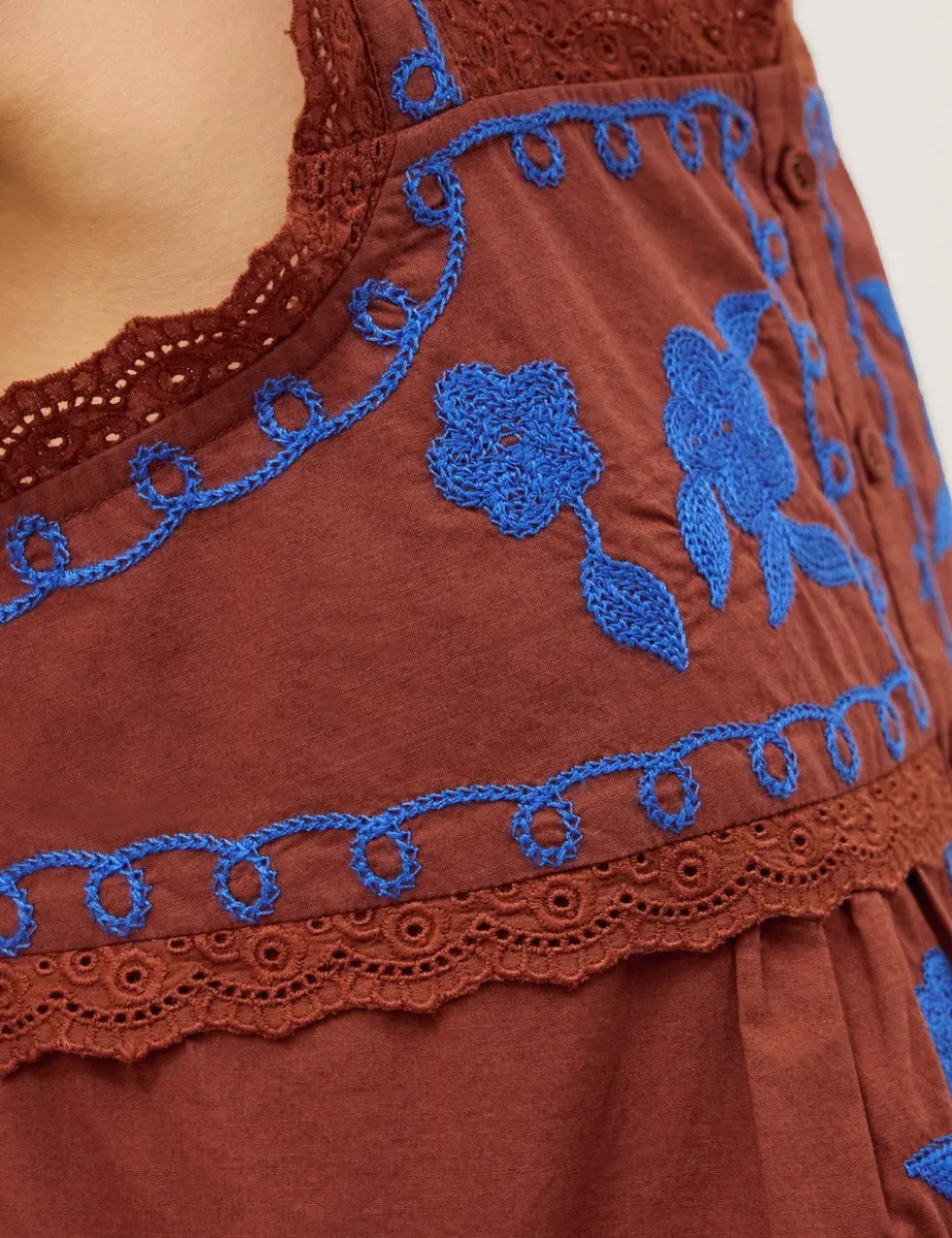Pure Cotton Embroidered Broderie Lace Blouse
