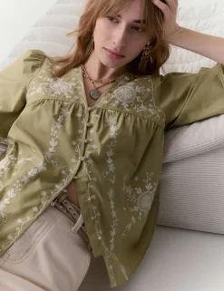 Pure Cotton Embroidered Blouse