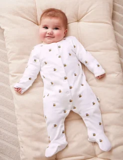 Pure Cotton Embroidered Bee Sleepsuit (7lbs-18 Mths)