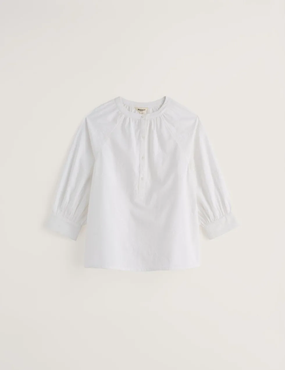Pure Cotton Embroidered Blouson Sleeve Blouse