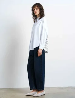 Pure Cotton Embroidered Cut Out Back Shirt