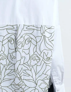 Pure Cotton Embroidered Cut Out Back Shirt