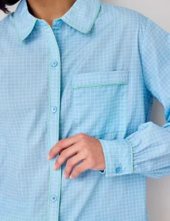 Pure Cotton Embroidered Check 'Time for a Nap' Short Pyjama Set