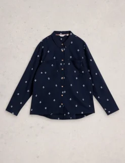 Pure Cotton Embroidered Collared Shirt