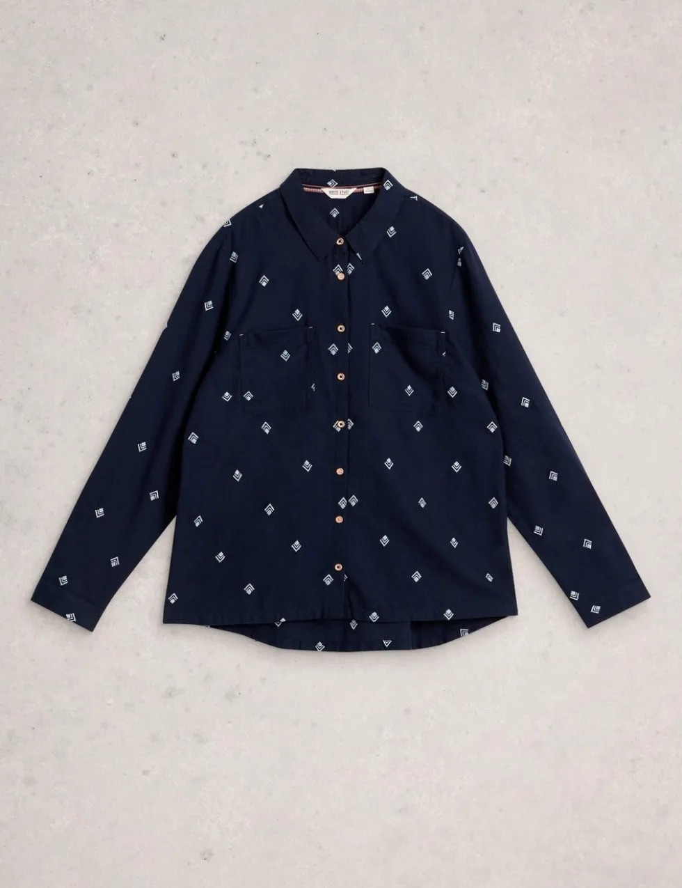 Pure Cotton Embroidered Collared Shirt