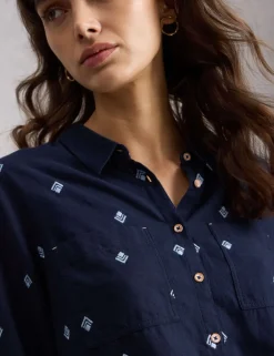 Pure Cotton Embroidered Collared Shirt