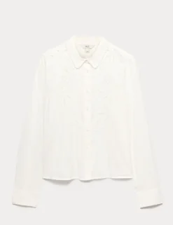 Pure Cotton Embroidered Collared Shirt