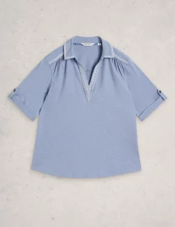 Pure Cotton Embroidered Collared Shirt