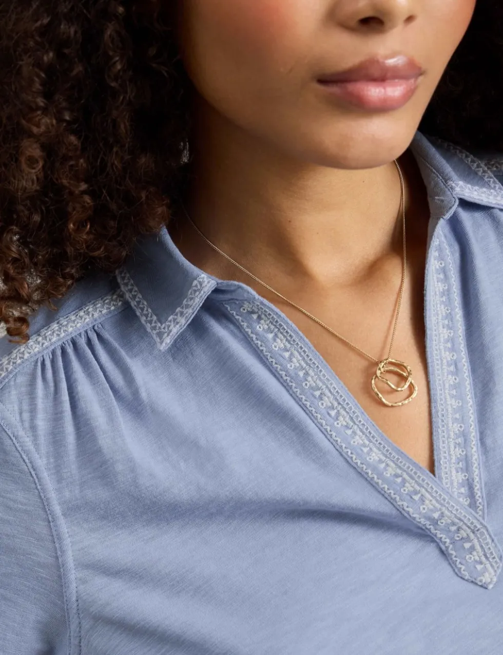 Pure Cotton Embroidered Collared Shirt