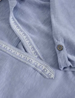 Pure Cotton Embroidered Collared Shirt