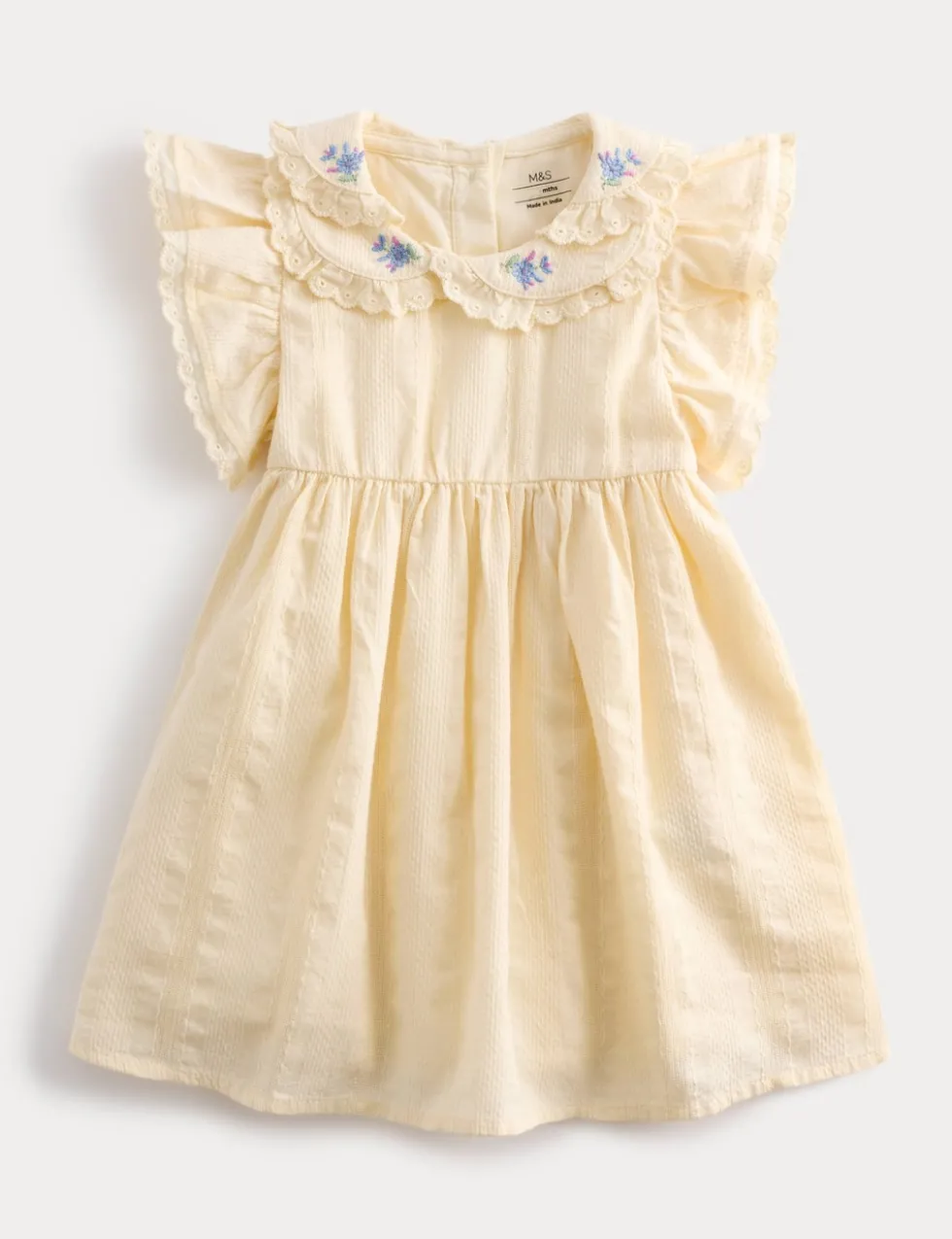 Pure Cotton Embroidered Collar Dress (0-5 Yrs)