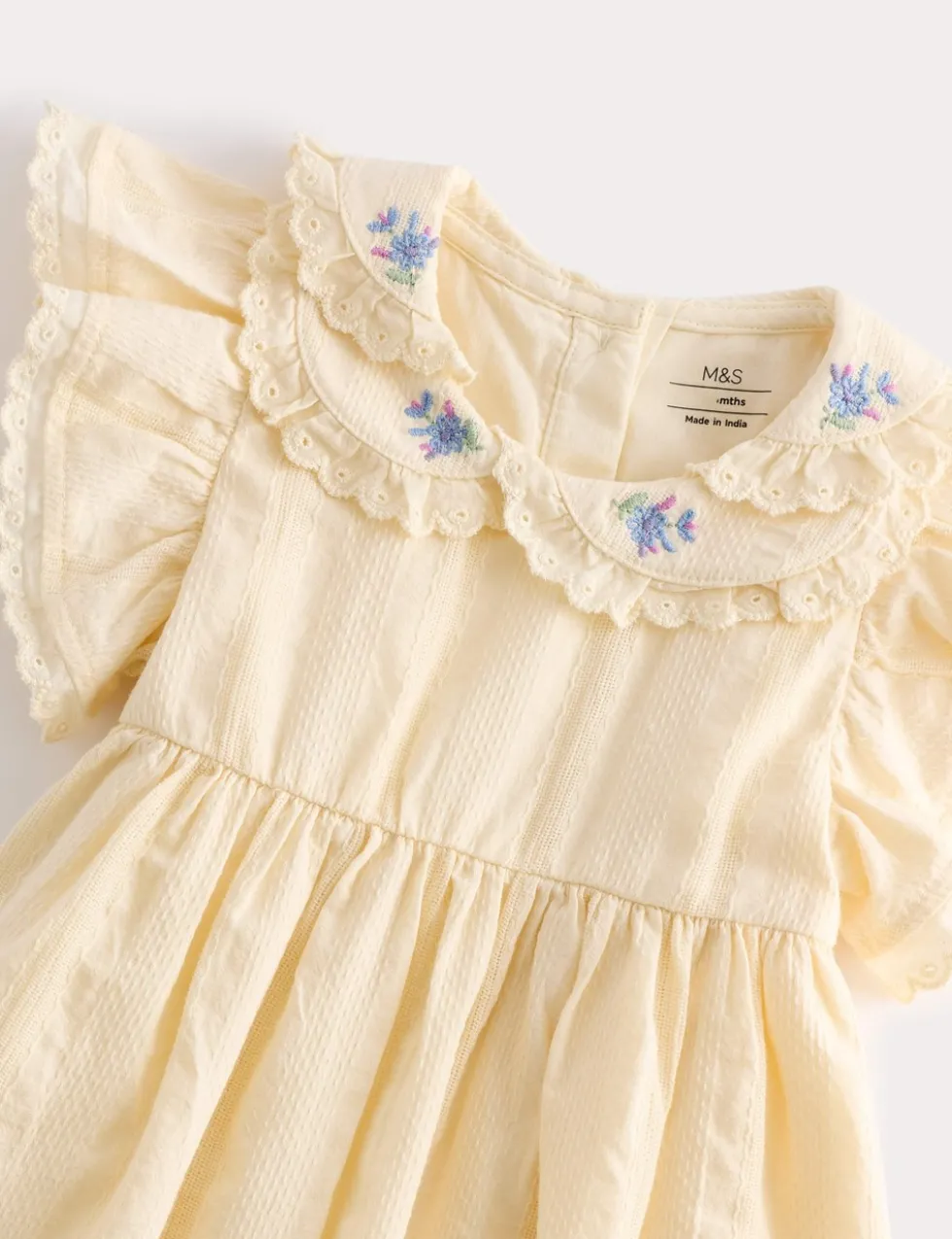 Pure Cotton Embroidered Collar Dress (0-5 Yrs)