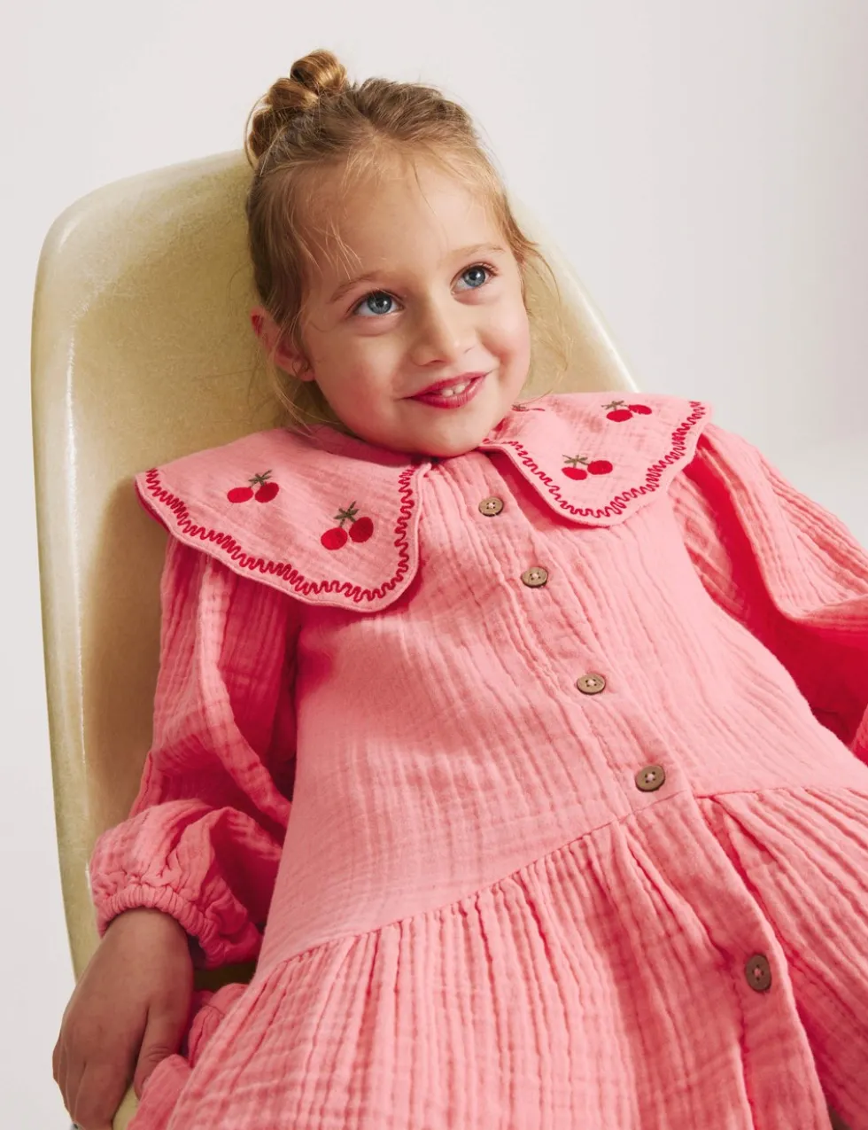 Pure Cotton Embroidered Collar Dress (1-8 Yrs)