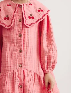 Pure Cotton Embroidered Collar Dress (1-8 Yrs)