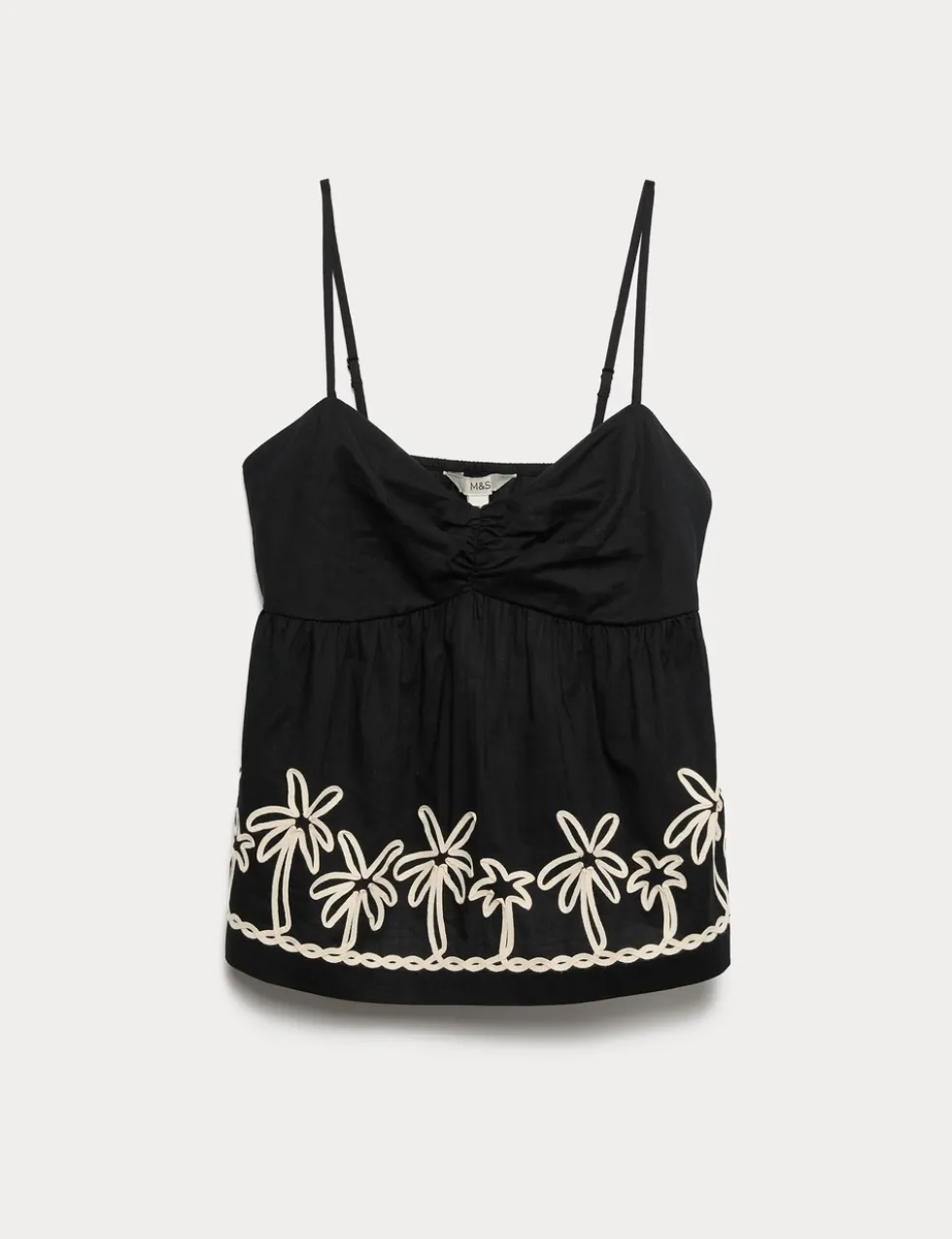 Pure Cotton Embroidered Cami Beach Top