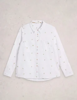 Pure Cotton Embroidered Collared Shirt
