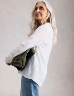 Pure Cotton Embroidered Collared Shirt