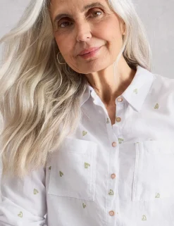 Pure Cotton Embroidered Collared Shirt