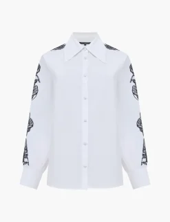 Pure Cotton Embroidered Collared Shirt