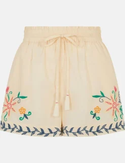Pure Cotton Embroidered Drawstring Shorts