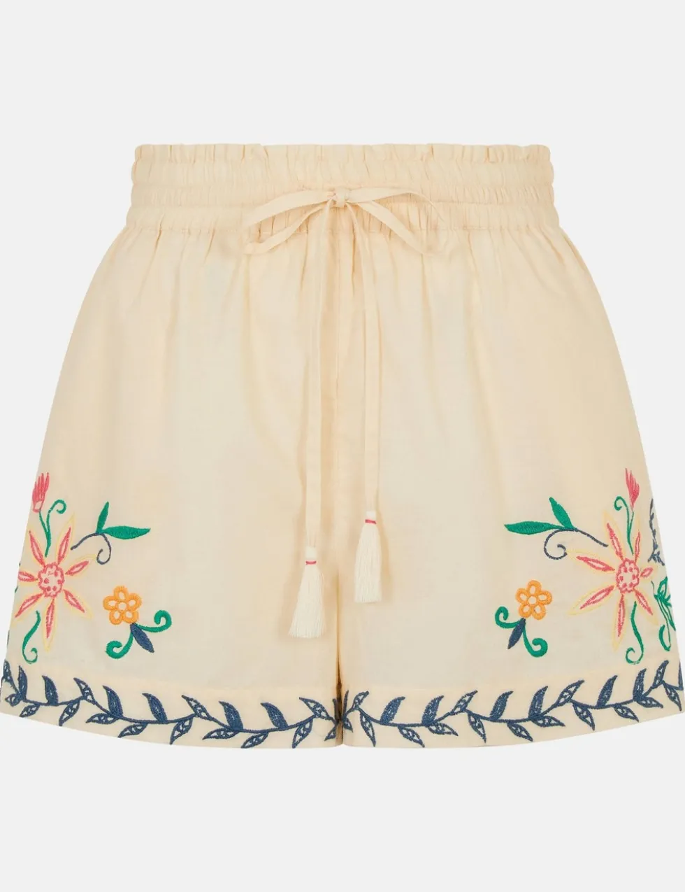 Pure Cotton Embroidered Drawstring Shorts