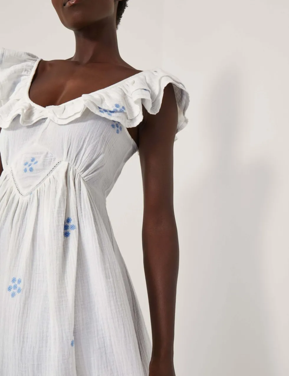 Pure Cotton Embroidered Daisy Midi Beach Dress