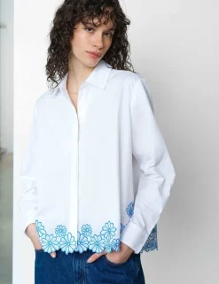 Pure Cotton Embroidered Floral Shirt
