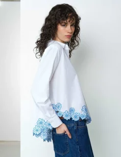 Pure Cotton Embroidered Floral Shirt