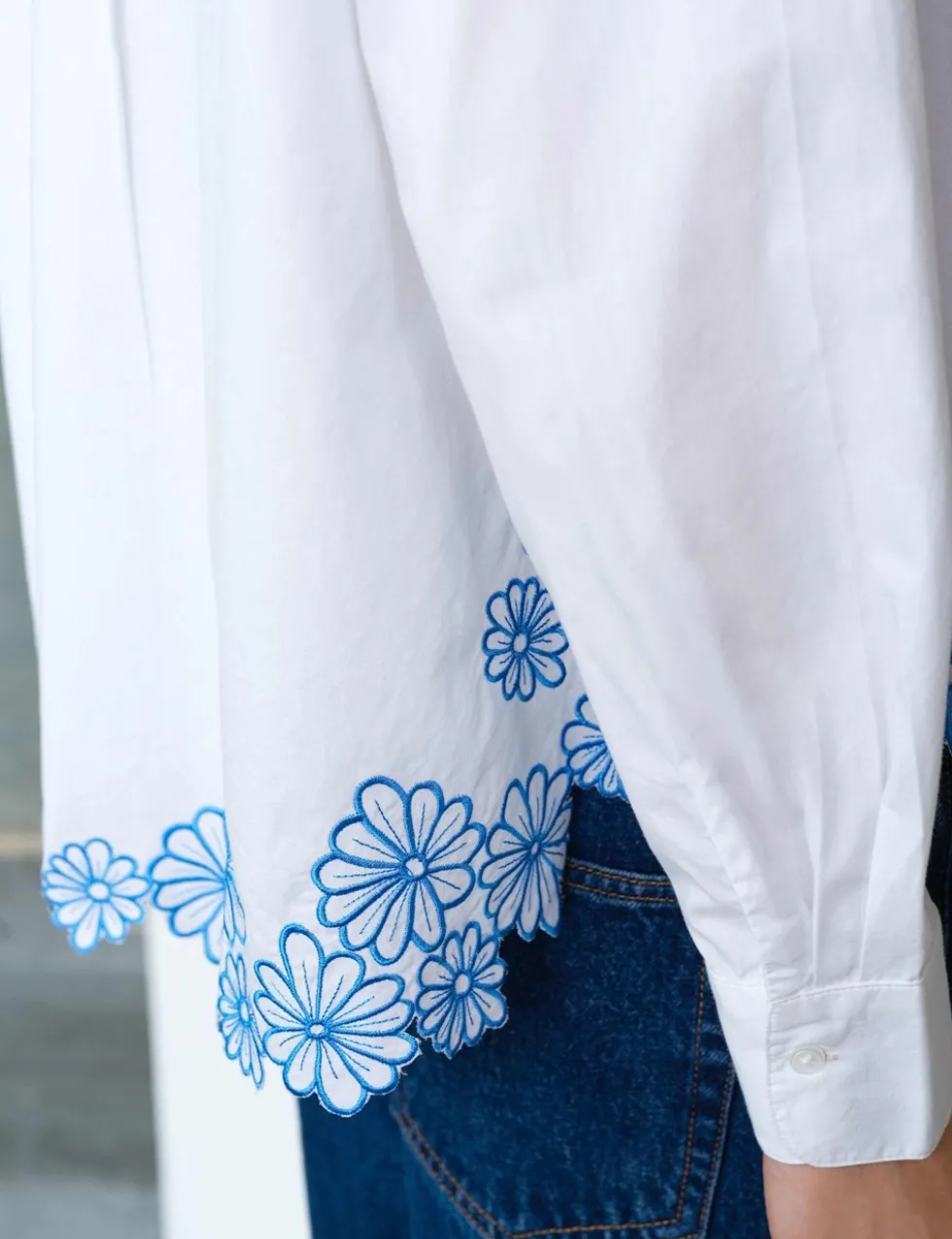 Pure Cotton Embroidered Floral Shirt