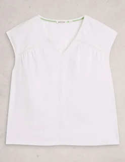 Pure Cotton Embroidered Floral Lace Insert Top