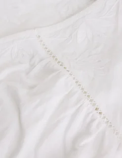 Pure Cotton Embroidered Floral Lace Insert Top
