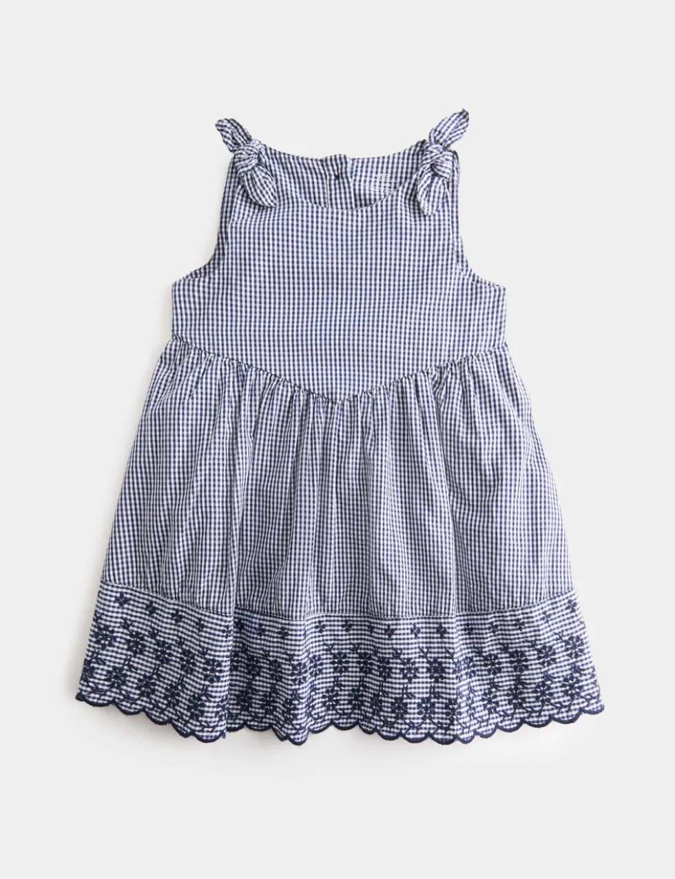 Pure Cotton Embroidered Gingham Dress (0-5 Yrs)