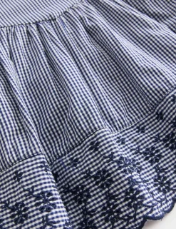 Pure Cotton Embroidered Gingham Dress (0-5 Yrs)