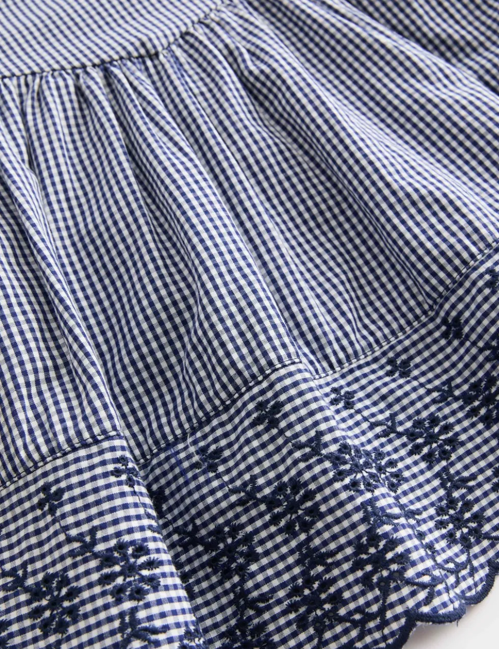 Pure Cotton Embroidered Gingham Dress (0-5 Yrs)