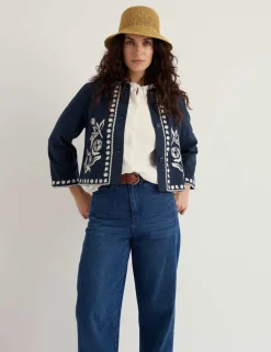 Pure Cotton Embroidered Lightweight Jacket