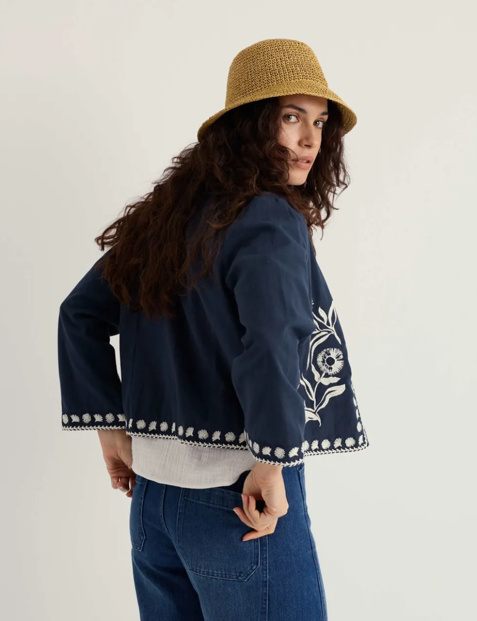 Pure Cotton Embroidered Lightweight Jacket