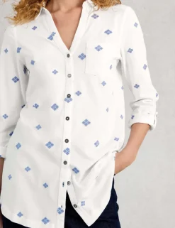 Pure Cotton Embroidered Longline Shirt