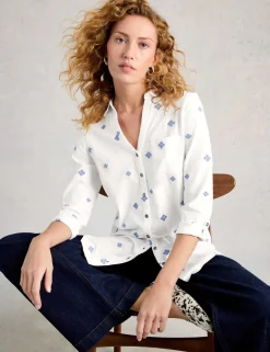 Pure Cotton Embroidered Longline Shirt