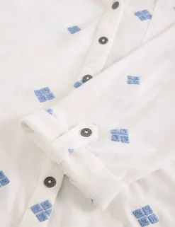 Pure Cotton Embroidered Longline Shirt