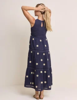 Pure Cotton Embroidered Midaxi Tiered Dress