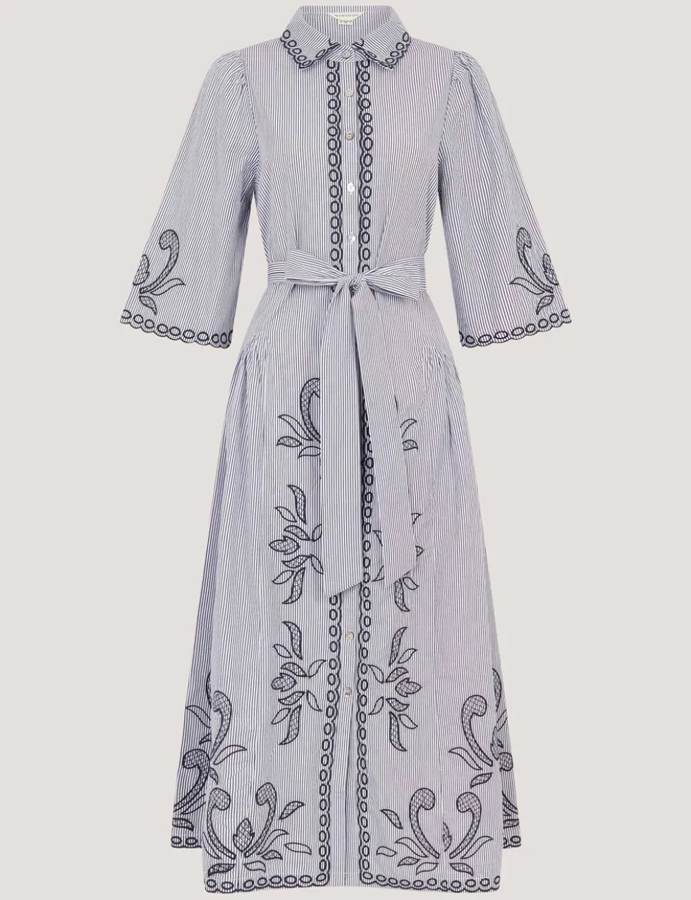 Pure Cotton Embroidered Midi Shirt Dress