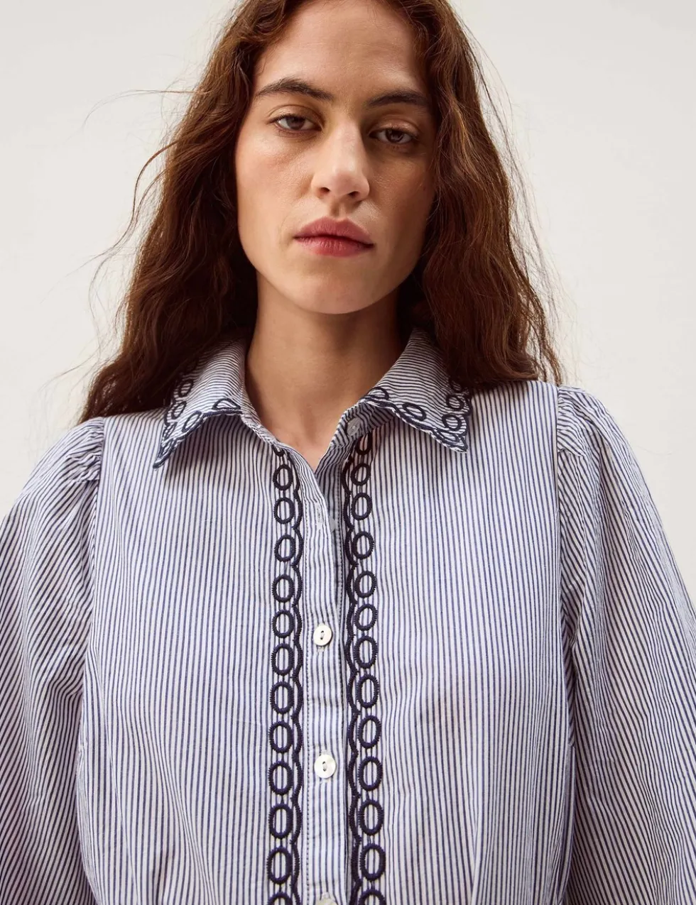 Pure Cotton Embroidered Midi Shirt Dress
