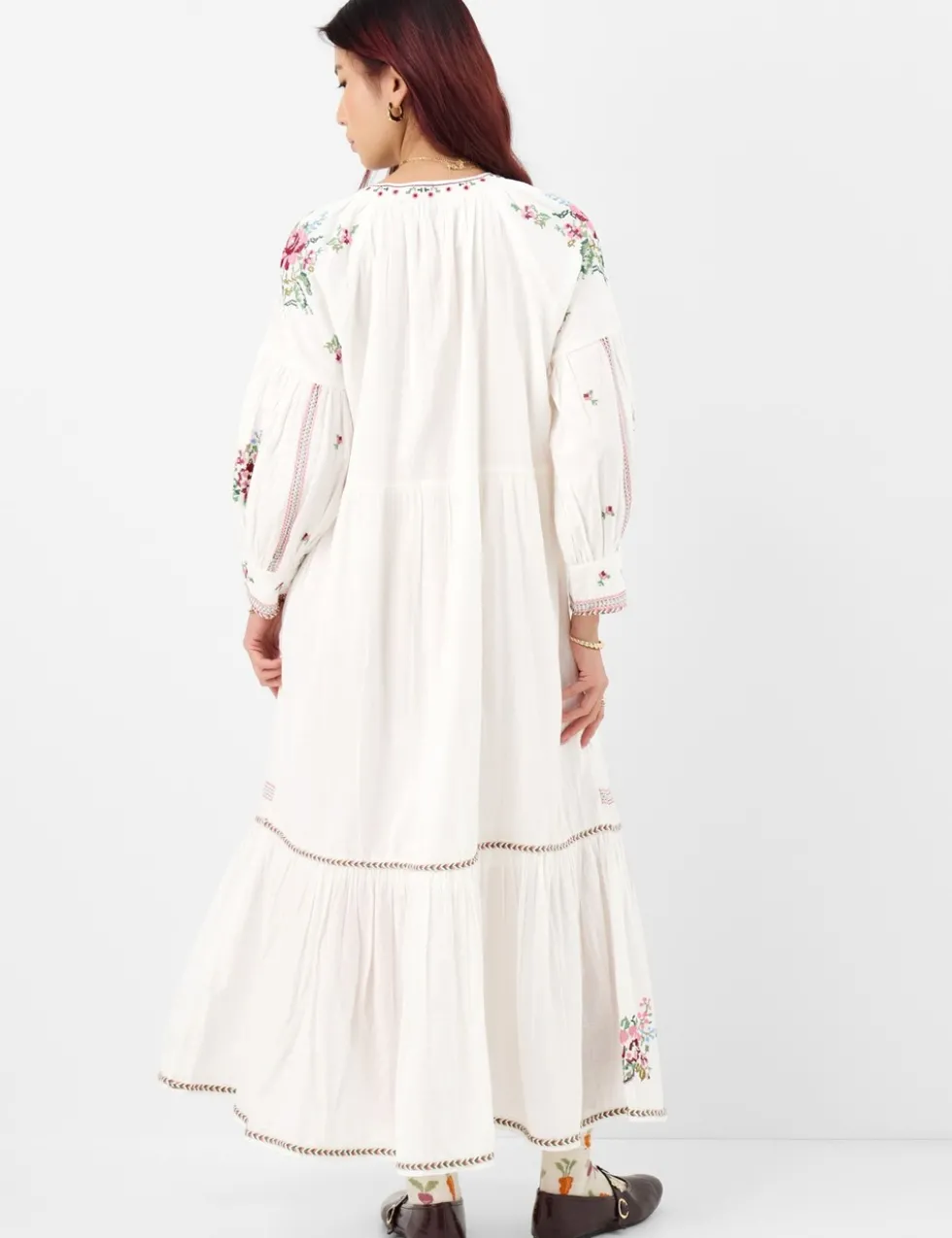 Pure Cotton Embroidered Maxi Beach Dress