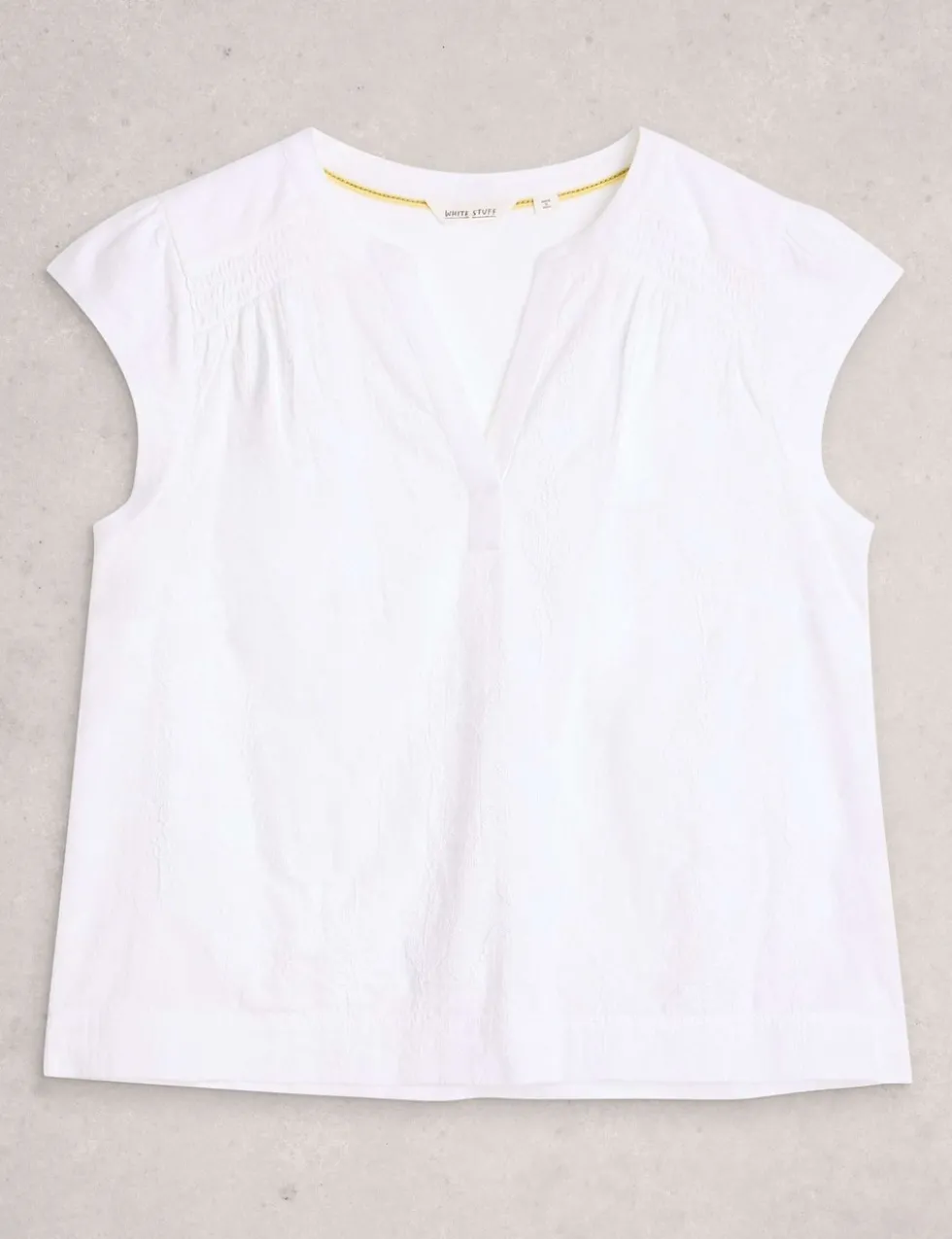 Pure Cotton Embroidered Notch Neck Blouse